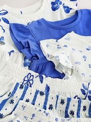 藍色花朵 - 舒適溫暖短款睡衣 3 件裝（9 個月-8 歲） - 圖片 12/12