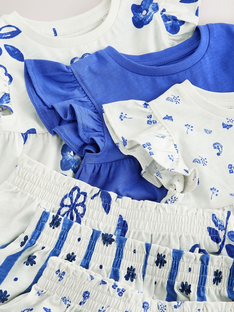 藍色花朵 - 舒適溫暖短款睡衣 3 件裝（9 個月-8 歲） - 圖片 12/12