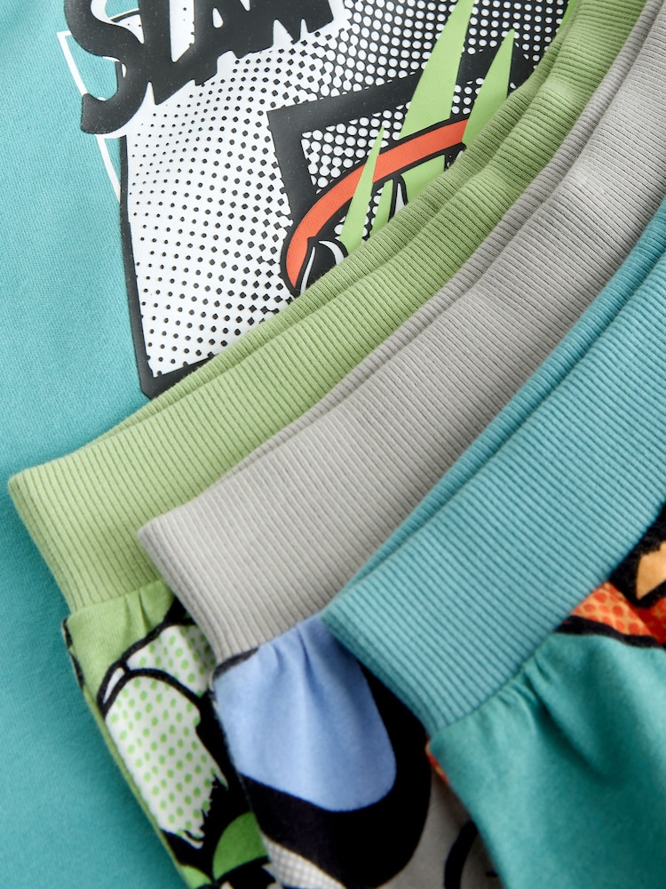 Green/Grey/White Comedy Sport - حزمة من 3 بيجامات قصيرة (4-16سنة) - Image 7 of 7