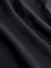 Black Pull On Wide Leg Trousers With Linen - Image 3 of 3