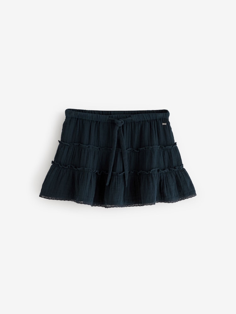 Superdry Navy Cheesecloth Tiered Mini Skirt - Image 1 of 2