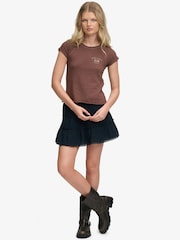 Superdry Navy Cheesecloth Tiered Mini Skirt - Image 5 of 8