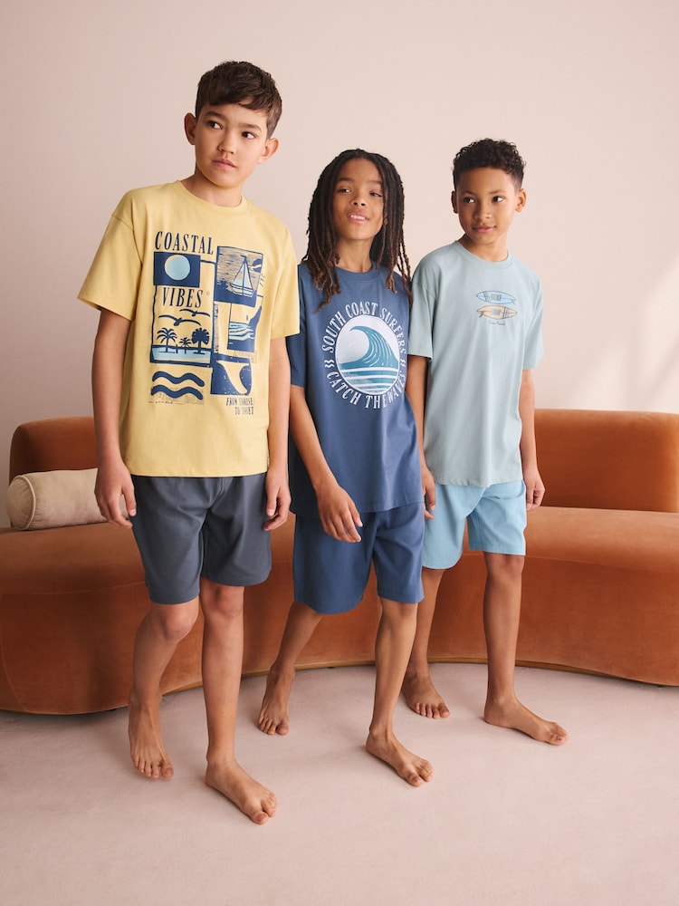 Blue/Yellow/Grey Surf - حزمة من 3 بيجامات قصيرة (3-16 سنة) - صورة 1 من 5
