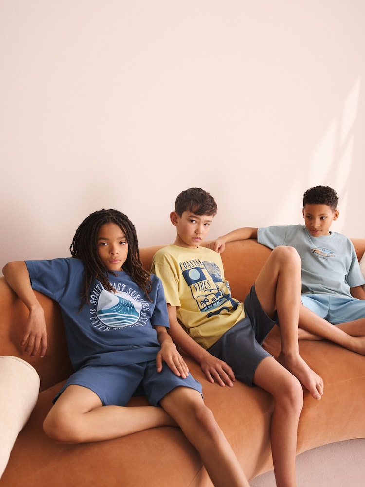 Blue/Yellow/Grey Surf - حزمة من 3 بيجامات قصيرة (3-16 سنة) - صورة 2 من 5