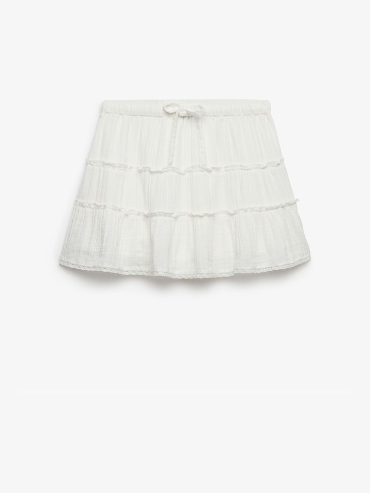 Superdry White Cheesecloth Tiered Mini Skirt - Image 1 of 2