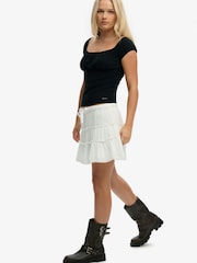 Superdry White Cheesecloth Tiered Mini Skirt - Image 4 of 8