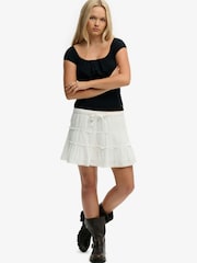 Superdry White Cheesecloth Tiered Mini Skirt - Image 6 of 8
