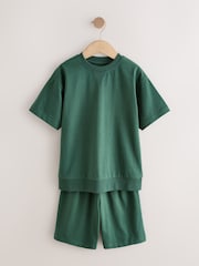 Cement/Green/Brown Plain Shorts Pyjamas 3 Pack (3-16yrs) - Image 2 of 7
