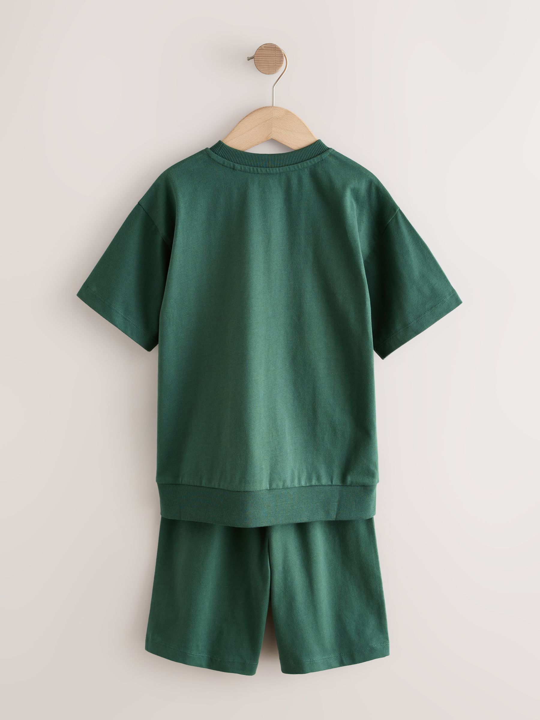 Cement/Green/Brown Plain Shorts Pyjamas 3 Pack (3-16yrs) - Image 8 of 10