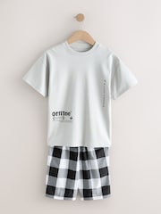 Black/White/Red Check Woven Short Pyjamas 3 Pack (3-16yrs) - Image 10 of 13