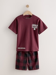 Black/White/Red Check Woven Short Pyjamas 3 Pack (3-16yrs) - Image 11 of 13