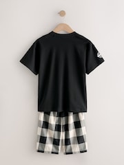 Black/White/Red Check Woven Short Pyjamas 3 Pack (3-16yrs) - Image 3 of 13