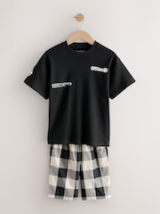 Black/White/Red Check Woven Short Pyjamas 3 Pack (3-16yrs) - Image 8 of 13