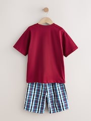 Navy/Burgundy/Green Woven Short Pyjamas 3 Pack (3-16yrs) - Image 10 of 12
