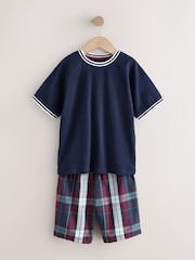 Navy/Burgundy/Green Woven Short Pyjamas 3 Pack (3-16yrs) - Image 9 of 12