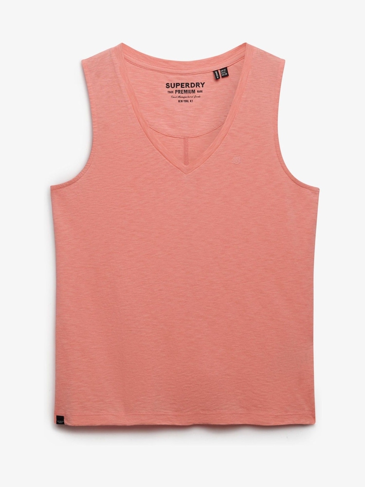 Superdry Coral Pink Scoop Neck Tank Vest - Image 4 of 4