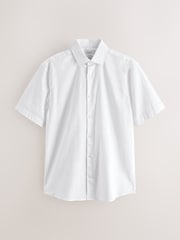 白色 - N. Premium Cotton Linen Blend Short Sleeve Smart Shirt - 7的图像5｝