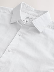 白色 - N. Premium Cotton Linen Blend Short Sleeve Smart Shirt - 7的图像7｝
