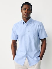 Light Blue Slim Fit Short Sleeve Easy Iron Button Down Oxford Shirt - Image 1 of 7
