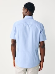 Light Blue Slim Fit Short Sleeve Easy Iron Button Down Oxford Shirt - Image 3 of 7