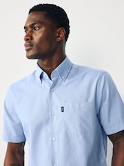 Light Blue Slim Fit Short Sleeve Easy Iron Button Down Oxford Shirt - Image 4 of 7