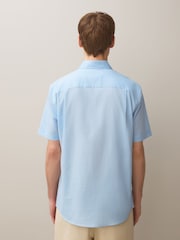 Blue Regular Fit N. Premium Cotton Linen Blend Short Sleeve Smart Shirt - Image 4 of 8