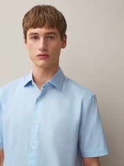 Blue Regular Fit N. Premium Cotton Linen Blend Short Sleeve Smart Shirt - Image 5 of 8