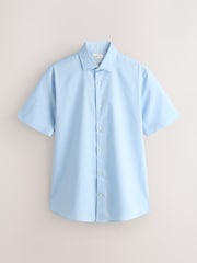 Blue Regular Fit N. Premium Cotton Linen Blend Short Sleeve Smart Shirt - Image 6 of 8