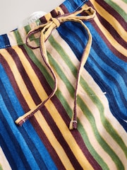 Ochre/Blue Linen Blend Wide Leg Trousers - Image 10 of 10