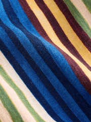 Ochre/Blue Linen Blend Wide Leg Trousers - Image 8 of 10