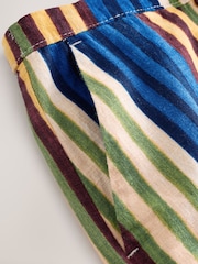 Ochre/Blue Linen Blend Wide Leg Trousers - Image 9 of 10