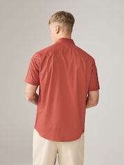 锈棕色 - N. Premium Cotton Linen Blend Short Sleeve Smart Shirt - 7的图像3｝