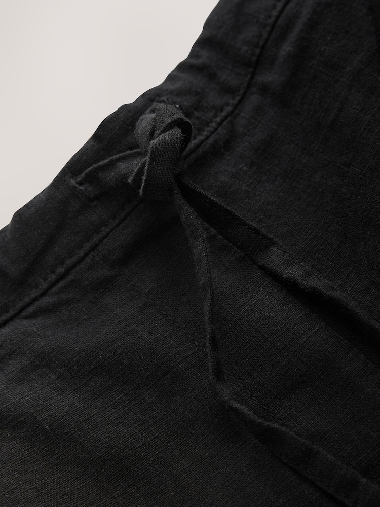 Black Linen Blend Pull On Knee Length Shorts - Image 2 of 3