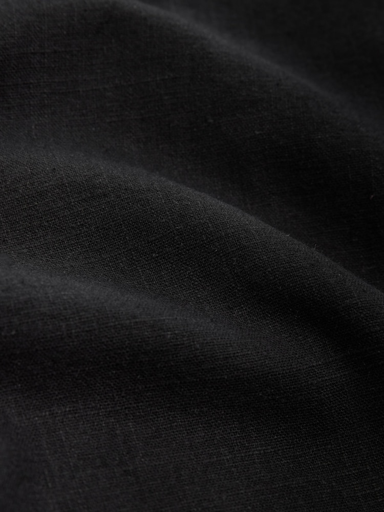Black Linen Blend Pull On Knee Length Shorts - Image 3 of 3