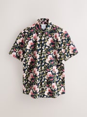 Navy/Pink Floral Regular Fit Kew Garden Print Short Sleeve Shirt - Image 6 of 8