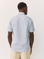 White/Green/Pink Tattersall Check Slim Fit Easy Iron Button Down Short Sleeve Oxford Shirt - Image 3 of 7
