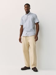 White/Green/Pink Tattersall Check Slim Fit Easy Iron Button Down Short Sleeve Oxford Shirt - Image 4 of 7