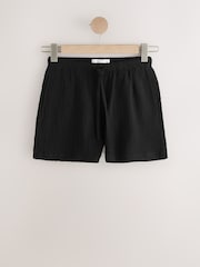 Black Textured Shorts with Linen - Image 6 of 8