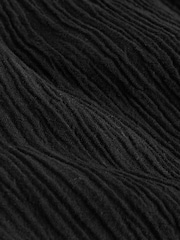 Black Textured Shorts with Linen - Image 8 of 8