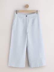 Light Blue N. Premium 100% Linen Crop Wide Leg Trousers - Image 1 of 3