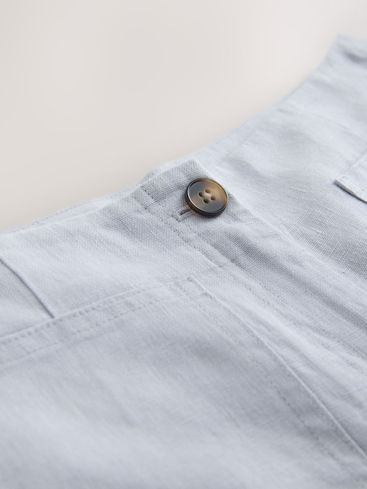 Light Blue N. Premium 100% Linen Crop Wide Leg Trousers - Image 3 of 3 Light Blue N. Premium 100% Linen Crop Wide Leg Trousers - Image 3 of 3