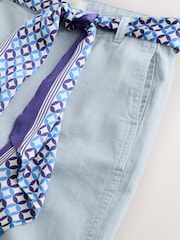 Blue Barrel Leg Trousers With Linen and Scarf - Image 3 of 4