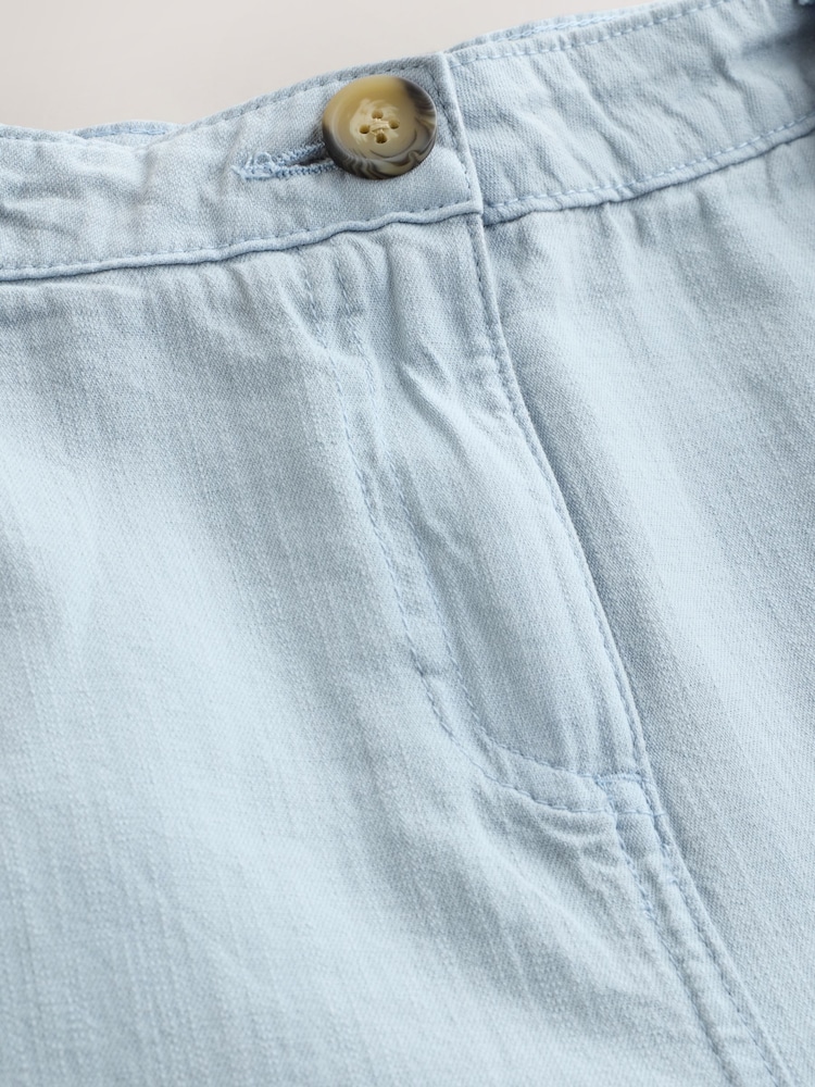 Blue Barrel Leg Trousers With Linen and Scarf - Image 4 of 4