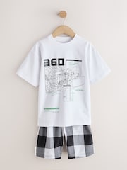 Black/White Check Gamer Shorts Pyjamas 2 Pack (4-16yrs) - Image 10 of 12
