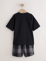 Black/White Check Gamer Shorts Pyjamas 2 Pack (4-16yrs) - Image 3 of 6