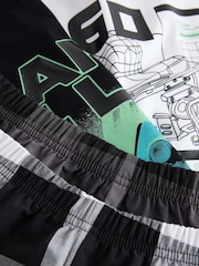 Black/White Check Gamer Shorts Pyjamas 2 Pack (4-16yrs) - Image 5 of 6