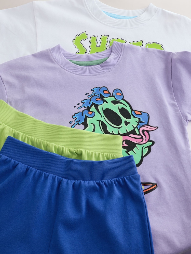 Green/Purple Monster Skate Short Pyjamas 2 Pack (3-16yrs) - Image 6 of 6