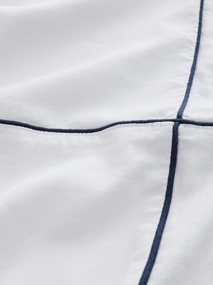 White Linen Rich Wide Leg Trousers With Piping - Image 7 of 7