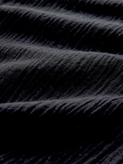 Black Textured Short Sleeve Shirt with Linen - Image 8 of 8