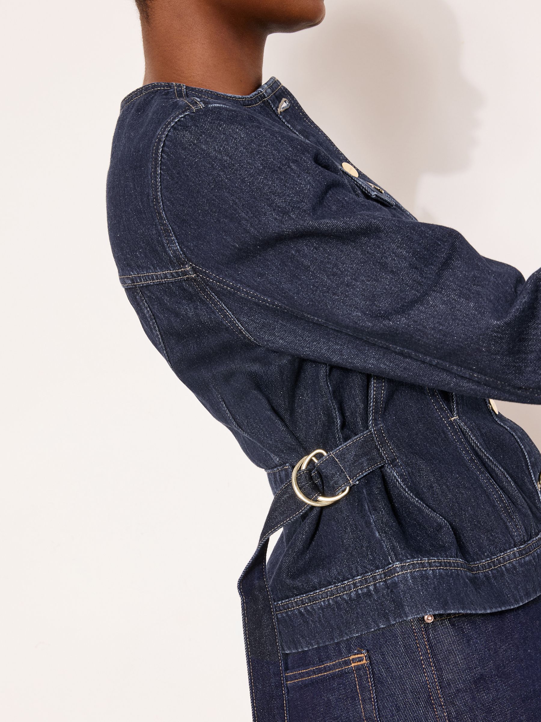 Buy Lipsy Rinse Blue Wash Petite Collarless Cinched Waist Denim